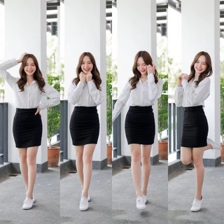 💞เสื้อนักศึกษาแขนยาวหญิง ทรงเข้ารูป หลังว่าง สีขาวสว่าง-สีขาวนวล-สีขาวโอโม่