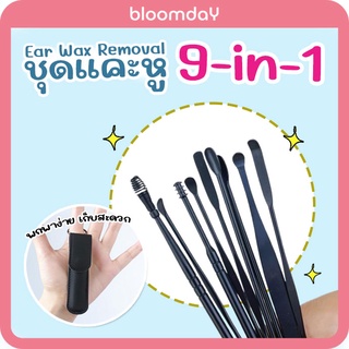 ไม้แคะหู ไม้ปั่นหู Ear cleaning kit 9 in 1 วัสดุแสตนเลส ทำความสะอาดหู พร้อมซองหนัง 1 ชุด by Bloomday