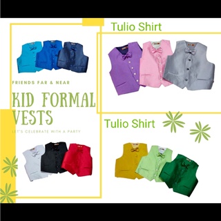 เสื้อกั้ก ผ้าไหมอิตาลี+โบว์หูกระต่าย 🔥KIDS FORMAL VEST🌈