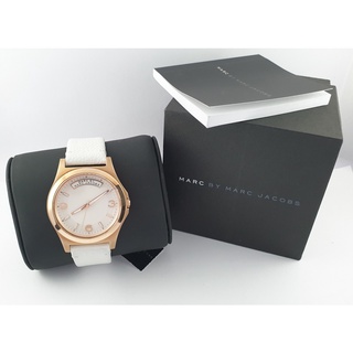 นาฬิกา MARC JACOBS WOMENS MBM1260 ROSE GOLD CASE WHITE LEATHER พร้อมกล่อง (ใหม่)