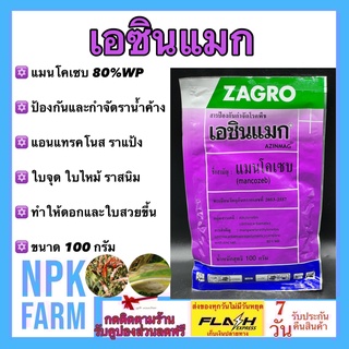 เอซินแมก ขนาด 100 กรัม แมนโคเซบ 80% WP ยากำจัดเชื้อรา โรคใบจุด ใบไหม้ ราน้ำค้าง ราสนิม โรคเน่าคอดิน ทำให้ดอกและใบสวยขึ้น