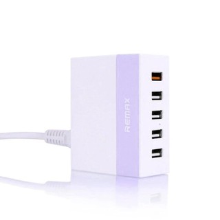 Remax ที่ชาร์จไฟบ้าน USB Changer 5 Port สายยาว 1.2M 5V-2.4A รุ่น RU-U1 (สีม่วง)