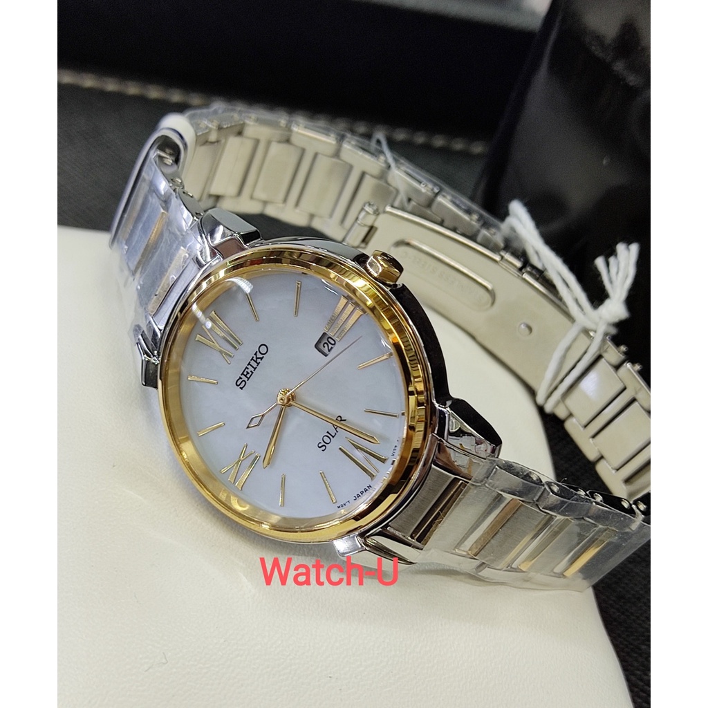 นาฬิกาข้อมือผู้หญิง Seiko Solar สองกษัตริย์ หน้าปัดมุก รุ่น SUT324P1 SUT324P SUT324