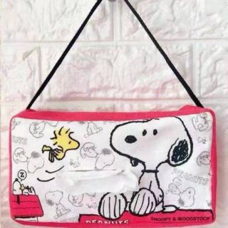 หุ้มทิชชู่แขวน (ทำจากผ้า) ซักได้ ลาย สนู๊ปปี้ SNoopy ขนาด 5x9.5x2.5 นิ้ว