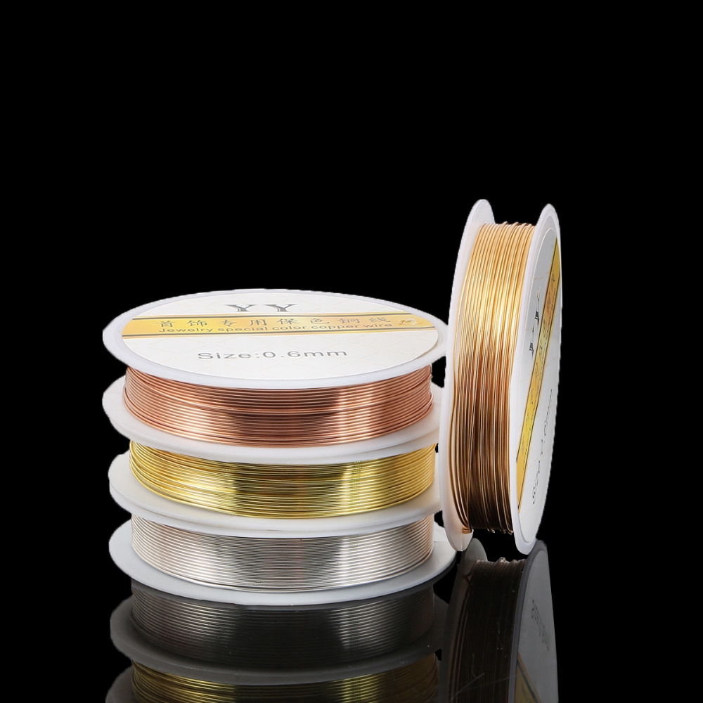 ลวดทองแดง ทองเหลือง ขนาด 0.3-1.0 มม. สีทอง สีเงิน สําหรับทําเครื่องประดับ
