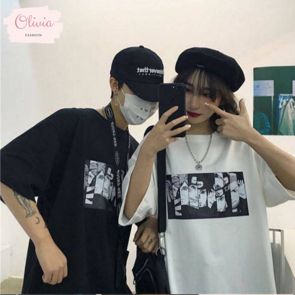 Olivia เสื้อโอเวอร์ไซส์แขนสั้นสีขาว ลายการ์ตูน เเนวสตรีท คอกลม แฟชั่นสไตร์เกาหลี #NA05
