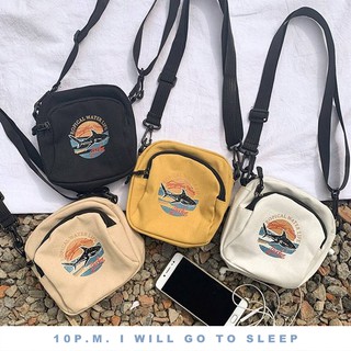 ทักแชทก่อนสั่ง 🕙 กระเป๋าสะพายข้าง มี 4 สี ดำ กากี เหลือง ขาว (Baby Shark bag)