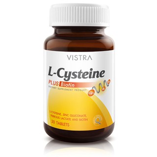 🔥อายุยาว หมด2021 ลูกค้าใหม่ลด 100฿ ใส่โค้ด ❤️Vistra L-Cysteine plus Biotin 30 เม็ด ดูแลสุขภาพ ผม และ เล็บ