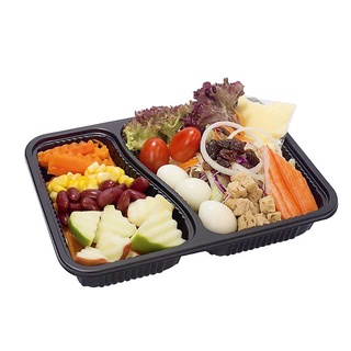 เอโร่ ถาดอาหาร 2 ช่อง พร้อมฝา แพ็ค 25 ชุด101220aro 2 Compartment Lunch Box with Lid x 25 sets