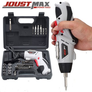 JOUST MAX สว่านไฟฟ้า สว่านไร้สาย ไขควงไฟฟ้า ไร้สาย 4.8V ชุดไขควง พร้อมที่ชาร์จไฟ และหัวต่อเสริม 42 ชิ้น