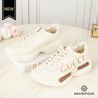 GUCCI RHYTON GUCCI LOGO LEATHER SNEAKER SIZE 37