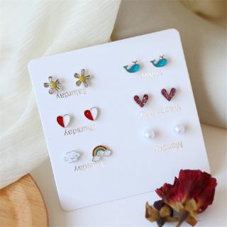 6 Pcs/ชุดต่างหูสตรี ต่างหูอินเทรนด์เรียบง่ายแฟชั่นเกาหลี