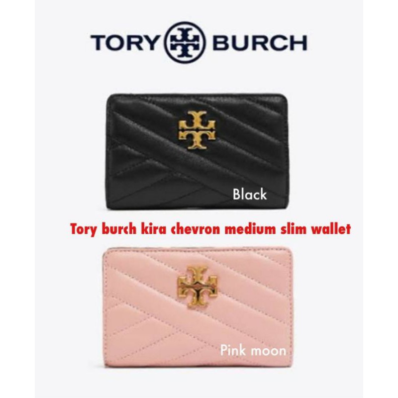 Tory burch kira chevron medium slim wallet กระเป๋าสตางค์หนังแกะ