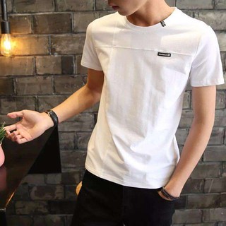 VM เสื้อยืดคอกลมแขนสั้น ผู้ชาย Mens Short Sleeve T-Shirt(สีขาว)รุ่น 0025