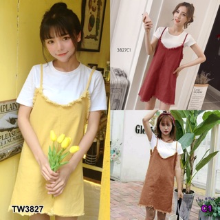 GN3827 Set2ชิ้น (เสื้อ+เอี๊ยมกระโปรง)