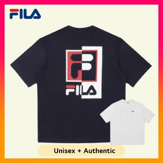 Fila เสื้อยืดแขนสั้น ผ้าฝ้าย พิมพ์ลายกราฟฟิคโลโก้ ทรงหลวมS-5XL