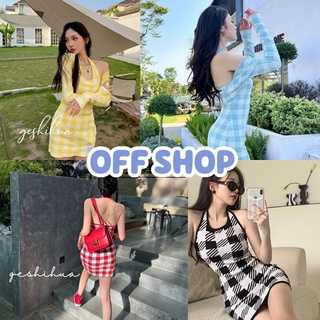 OFF SHOP พร้อมส่ง (OFF-28628+28628-1) ชุดเซ็ต ชุดเดรส+เสื้อคลุมลายตารางน่ารักสีแจ่มใส่สบายมาก