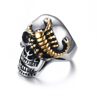 Punk Mens Skull Bone Gothic Gold Scorpions Vintage Biker Rings for Men Jewelry