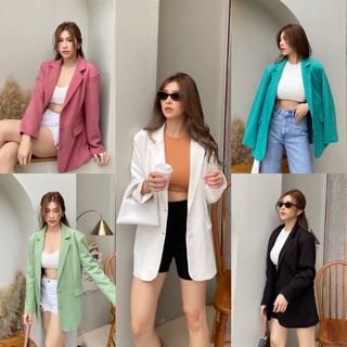 Blazer INTUON - Blazer so class เบลเซอร์​ผ้าหรู​ ผ้ามีลาย​ มีเท​กซ์เจอร์​ สวยแพง​ เกรดตัวtop มีซับใน