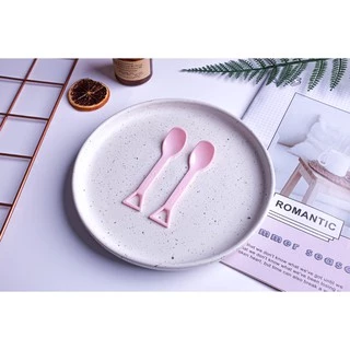 ช้อนพลาสติก ตักขนมหวาน พาย ไอติม รูปพลั่ว น่ารัก สีชมพู (แพ็ค 100 ชิ้น) ยาว 10.5 cm