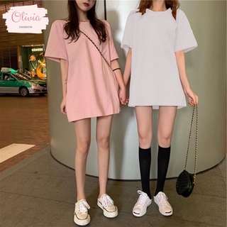 🍓Olivia🍓 เสื้อยืด oversize สีพื้น ใส่สบายใส่ได้ทุกโอกาส พร้อมส่ง #8588