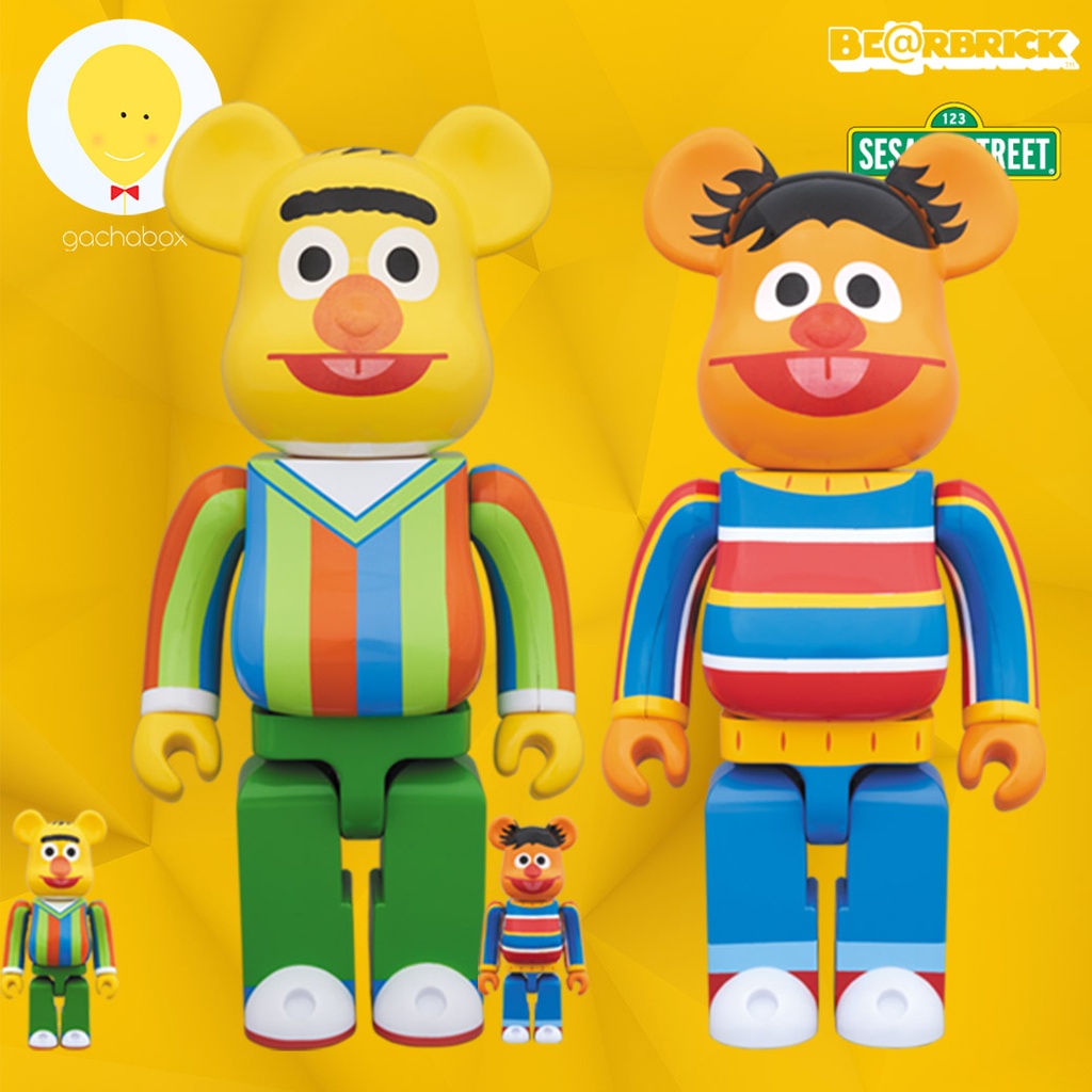 gachabox Bearbrick Bert and Ernie 100%+400% set4 Sesame Street - แบร์บริค พร้อมส่ง Be@rbrick ฟิกเกอร์ Medicom Toy