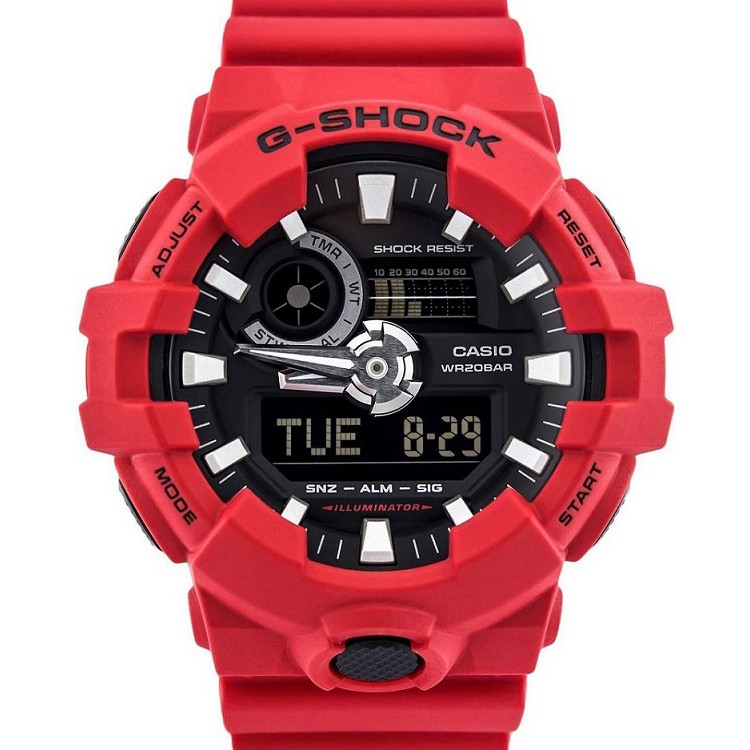 นาฬิกา G-SHOCK แท้ Casio G-SHOCK แดงแฟชั่นกีฬาผู้ชายนาฬิกา GA-700-4A