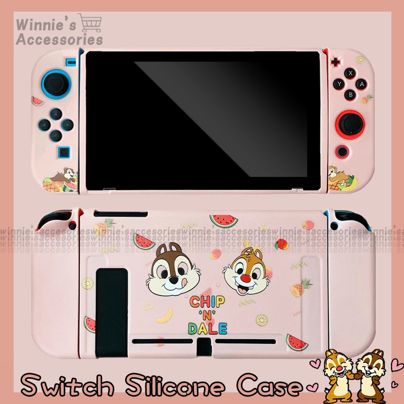 Switch ฝาครอบป้องกัน Case Full เคสซิลิโคน Disney Chip and Dale Cartoon Cover สำหรับ Nintendo Switch NS สำหรับ Joy-Con Soft Gel Shock-Proof Cover Case Glass Protector Film