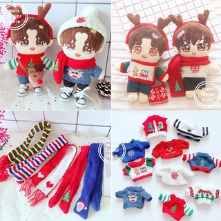 20CM Kpop Doll Clothes Christmas Sweater Scarf EXO BTS Sean Xiao Wang Yibo Lisa Elk Hat Pants Idol Dolls Accessories Gift