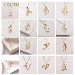 CACTU Minimalist Luxury Gold Plated Cursive Metal Alphabet Initial Necklace