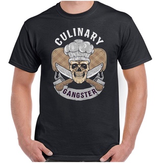 ผ้าฝ้ายคอกลมเสื้อยืด ผ้าฝ้าย พิมพ์ลายกราฟฟิคกะโหลก Culinary Gangster Chef Cook Bbq Masterchef Baker Skull Hat สําหรับผู้