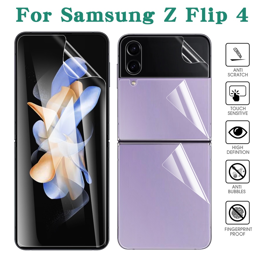 ฟิล์มไฮโดรเจลใส แบบนิ่ม ป้องกันหน้าจอ และด้านหลัง สําหรับ Samsung Z Flip 4