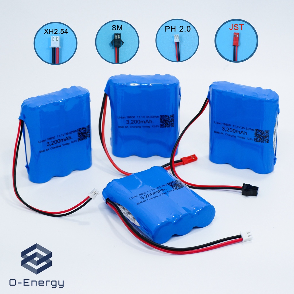 ถ่านชาร์จ Li-ion 18650 11.1V ความจุ 3200mAh แท้100% แบบแพคมีวงจรป้องกัน 3S1P 8A.