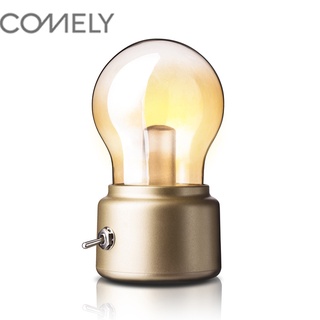 COMELY Retro ชาร์จหลอดไฟไฟกลางคืน Creative Nostalgic USB โคมไฟข้างเตียงป้องกันดวงตาห้องนอนตกแต่ง LED บรรยากาศ light