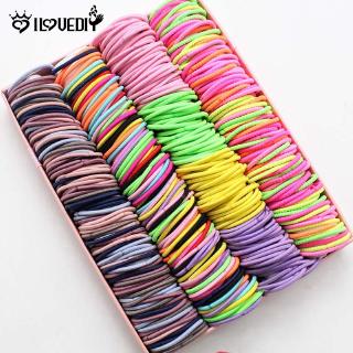 [DS] 50Pcs Girls Candy Colors Nylon Rubber Bands,Children Safe Elastic Hair Bands,Women Basic Hair Ties