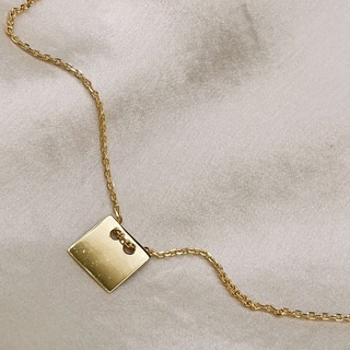 Threaded Square Charm, 18K Gold Plated, Sterling Silver Necklace | สร้อยคอ สร้อยคอจี้ เงินแท้ ทองแท้ ชุบทอง 18 กะรัต