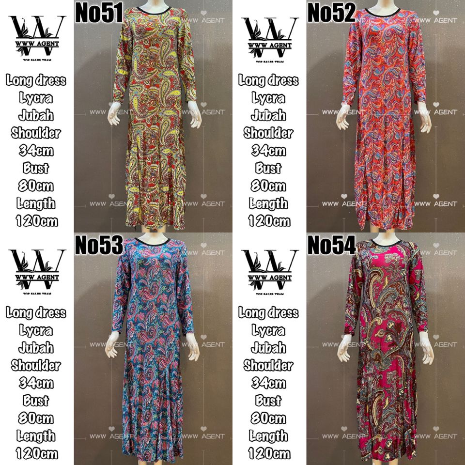 Rm6 8008 ชุดเดรสยาวคอรักษ์ Jubah Lycra