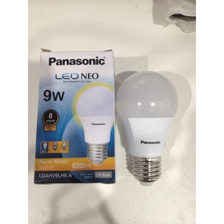 หลอดไฟ LED Panasonic LED NEO 9W แสงสีเหลือง Warm White 3000K Daylight 650 Lumen ขั้วหลอดแบบเกลียวหมุน 220V-240V