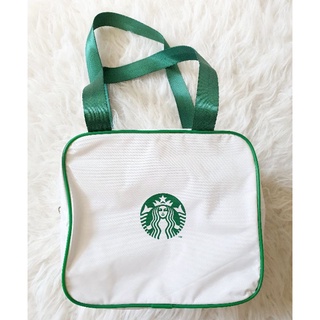 Starbuck ไม่มีขายในไทย‼️กระเป๋า Cooling bag mini สีขาว กระเป๋าเก็บความเย็น