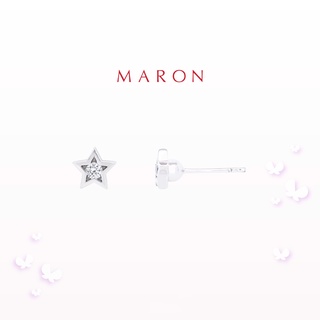 MARON - Feo Stars Stud Earring ชุบสี White Gold ต่างหูแป้น พลอยเพทายสีขาว เงินแท้925