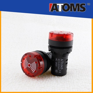 Atoms AD116 16 มม. 22 ม. BUZZER พร้อมไฟ LED กระพริบ / อยู่กับที่ 12V 24V 240V