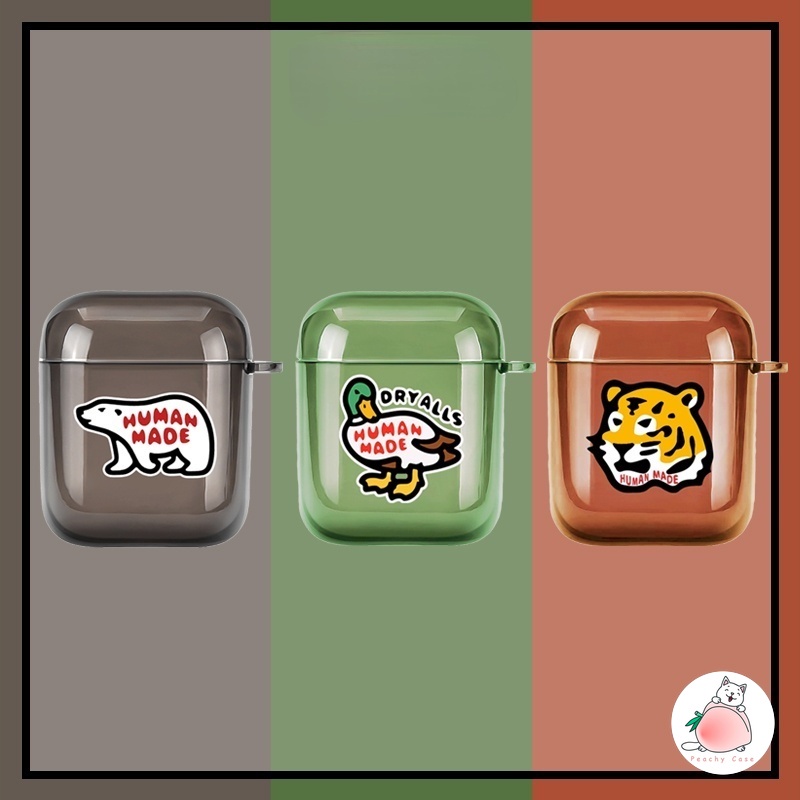 ยี่ห้อ Street Tide Human Made โปร่งใส Airpods 2/3 Pro กรณีสัตว์ซิลิโคนสําหรับ Airpod 1 ชุดหูฟังหูฟัง