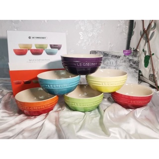 Cool color flat-bottomed bowl oatmeal bowl breakfast bowl French Le Creuset cool color stoneware porcelain 6-color rainb