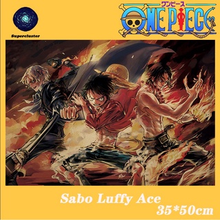 โปสเตอร์วอลเปเปอร์ติดผนัง ลายอนิเมะ One Piece "Sabo Luffy Ace" สไตล์วินเทจ ขนาด 35x50 ซม.