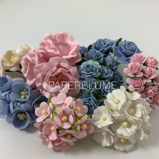 เซ็ท DIY รวม 60 ดอก กุหลาบ ซากุระ ดอกไม้กระดาษสา งานประดิษฐ์ งานแต่ง Mulberry Paper Flowers