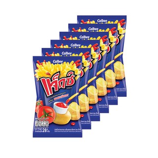 แจ๊กซ์ มันฝรั่งแท่งทอดกรอบ พร้อมซอสมะเขือเทศ 28 กรัม x 6 ห่อ Jacks crispy potato sticks With tomato sauce, 28 grams x 6