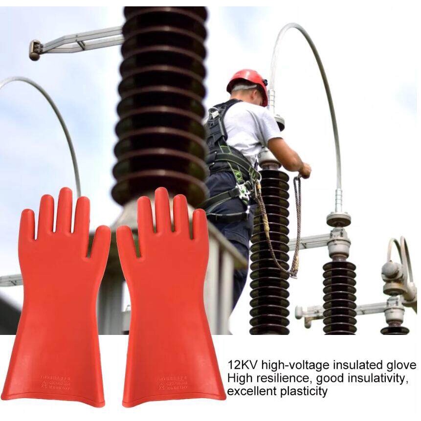 ถุงมือกันไฟดูด กันน้ำ กันไฟฟ้าแรงสูง 12 KV อุปกรณ์ช่วยช่างไฟให้ปลอดภัย ถุงมือฉนวน 12kV ถุงมือยางหุ้มฉนวนแรงดันสูงช่างไฟฟ