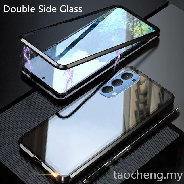 เคสโทรศัพท์แม่เหล็กกระจกนิรภัยสองด้านสําหรับ OPPO Reno 13 12 11 F Pro 5G 4G 2025