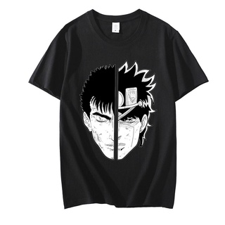 เสื้อยืดผู้ เสื้อยืดผ้าฝ้าย 100% พิมพ์ลายอนิเมะ Berserk Guts Jojo Bizarre Adventure Face สไตล์ญี่ปุ่น ฮาราจูกุ สตรีท S-5