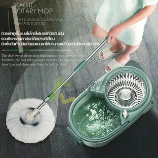 Cobbe ชุดถังปั่นสแตนเลส ไม้ถูพื้น ถังปั่นไม้ม็อบ ไม้ม๊อบ ถังปั่นถูพื้น ถังปั่นน้ำ+ปั่นแห้ง ผ้าม็อบ